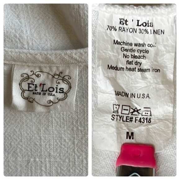 Et’Lois white linen blend A-line swing tunic blouse - Picture 6 of 8
